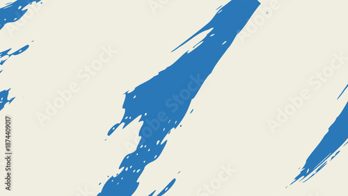 Dynamic diagonal blue brush stroke banner background. Hand drawn vector grainy brush stroke texture. Distress damaged edge vintage template with squiggle or expressive abstract bold smears. 