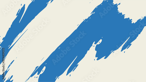 Dynamic diagonal blue brush stroke banner background. Hand drawn vector grainy brush stroke texture. Distress damaged edge vintage template with squiggle or expressive abstract bold smears. 