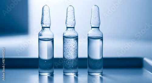 Glass Ampoules on Blue Background – Medical Vials