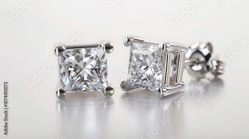 Elegant Square Cut Diamond Stud Earrings for Women