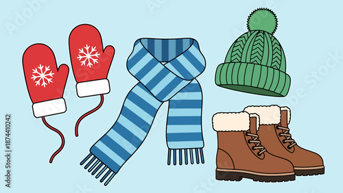 Winter Clothing Accessories For Cold Weather Warm Headwear Footwear And Hand Warmers For Outdoor Activities