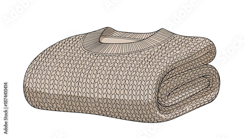 Cozy Textured Knit Pullover Jumper Folded Neatly Stacked Garment Apparel Clothing Warm Comfort Winter Season Cozy Style Fashion Retail