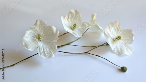 Elegant White Blossom Arrangement with Stems on Clean Background