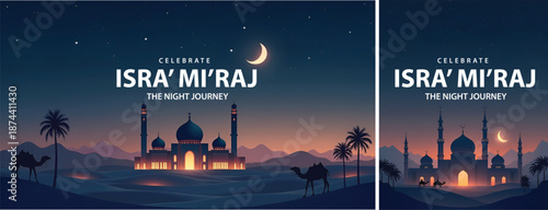 isra mi'raj night journey background, islamic isra miraj background for poster, flyer, social media template design	