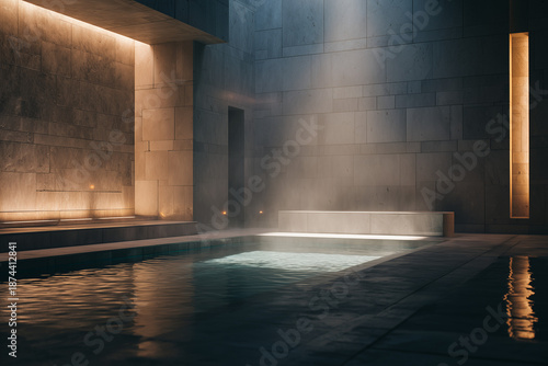 Steam Spa Room with Soft Light and Minimal Architecture