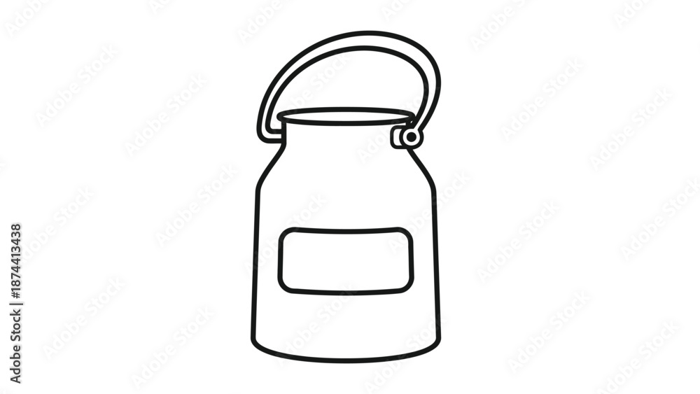 Obraz premium Milk can simple line drawing illustration