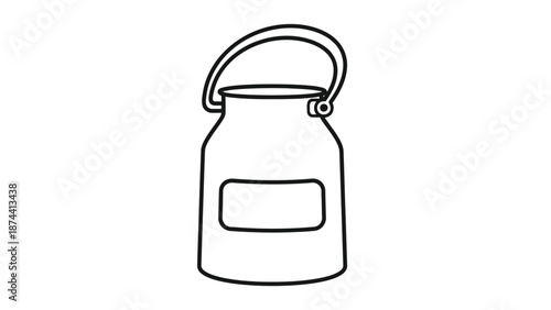 Milk can simple line drawing illustration