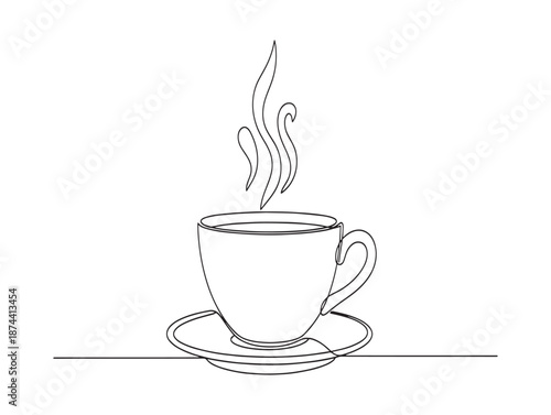 A steaming hot cup of coffee on a saucer