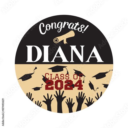 Congrats Graduates Round Sign SVG, Laser Cut Files Glowforge, Silhouette Cricut, Table Wall Wreath Decor, Custom Name Class of 2024