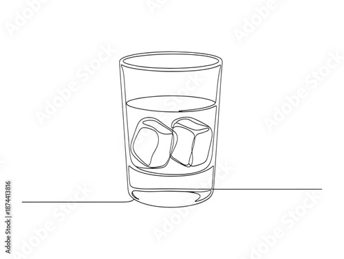 A glass of water with ice cubes