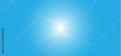 Blue light line grid over under one point center perspective dark background retro. Abstract Dark Surface with light effect vector illustration. 