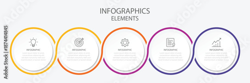 Vector Infographic design with icons and 5 options or steps. Vector infographic paper layout design template with thin line process. vector