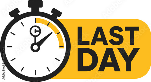 Yellow background with black clock and last day text