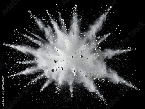White powder explosion against a black background image.