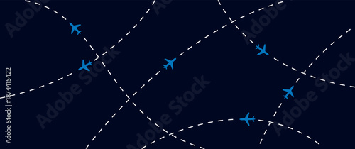 Airplane flight path background with modern air travel pattern air travel background design with airplane flight path pattern