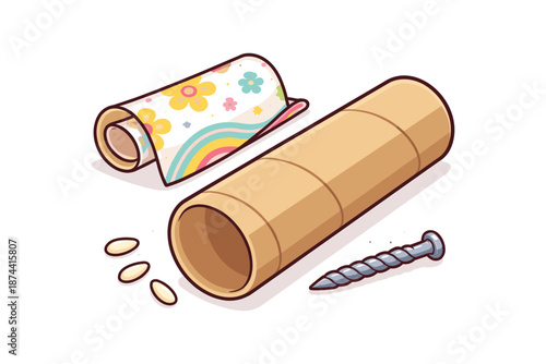 Creative kids craft with paper roll seed planter and screw