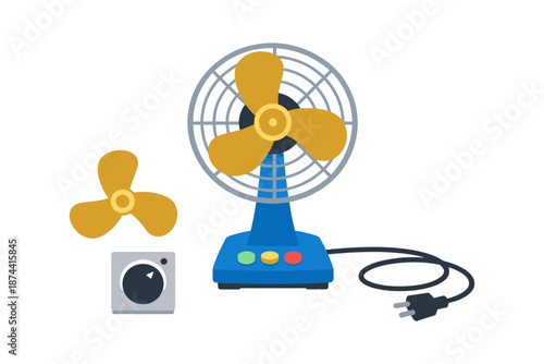 Home appliance electric fan with adjustable settings and detachable blades