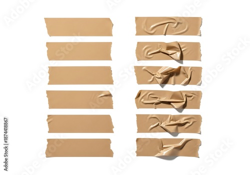 Canvastavla Brown masking tape strips presented on a plain white backdrop with some tape pie
