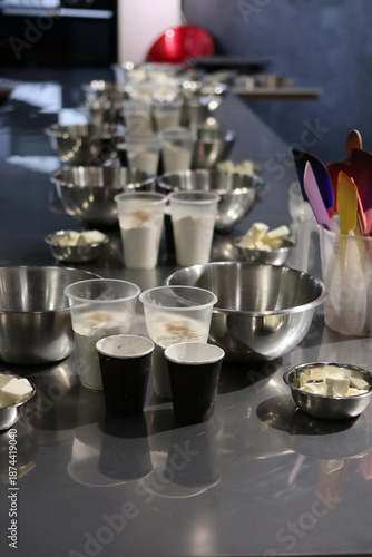 Preparation for the pastry workshop.