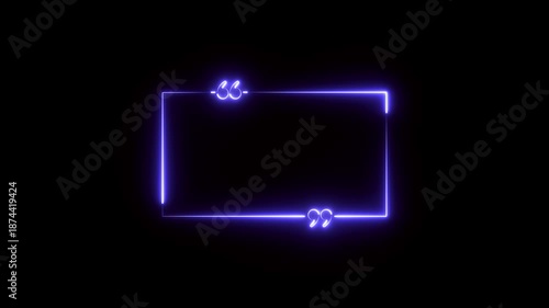 Neon square lines on black background, neon square lines loop rotating glow ring.