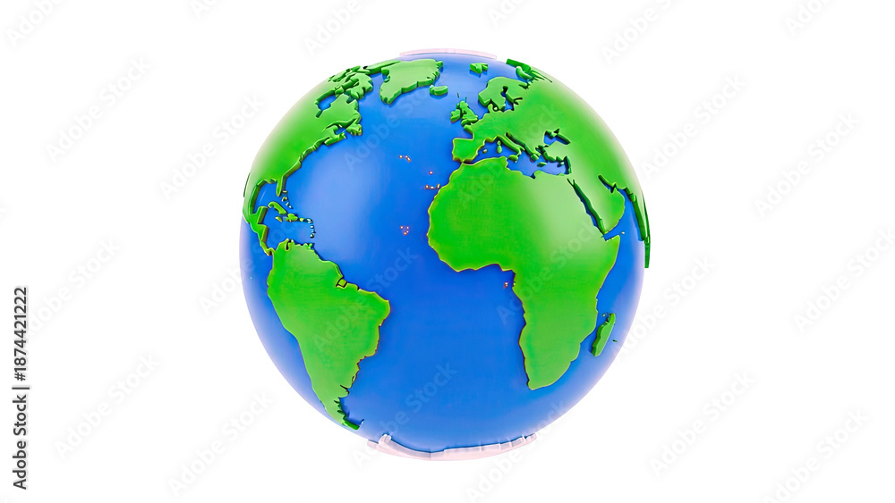 Obraz premium Stylized Globe of Earth Showing Continents and Oceans