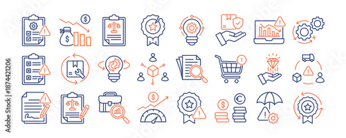 Business Risk icon collection. Containing design risk, business, safety, management, security, strategy, investment	