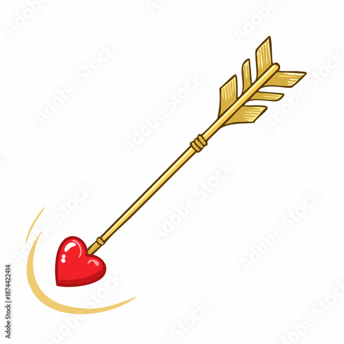 Arrow of Affection: A stylized arrow pierces a heart, symbolizing love and affection with vibrant colors and bold lines. The arrow's point is transformed into a vibrant red heart.