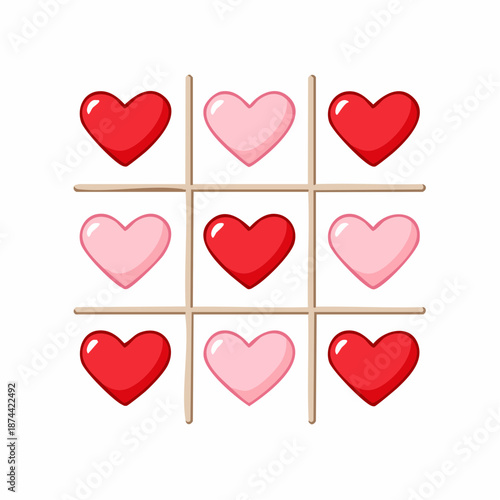 Tic-Tac-Love: A romantic twist on a classic game, featuring hearts instead of X's and O's, symbolizing love and connection, perfect for expressing affection.