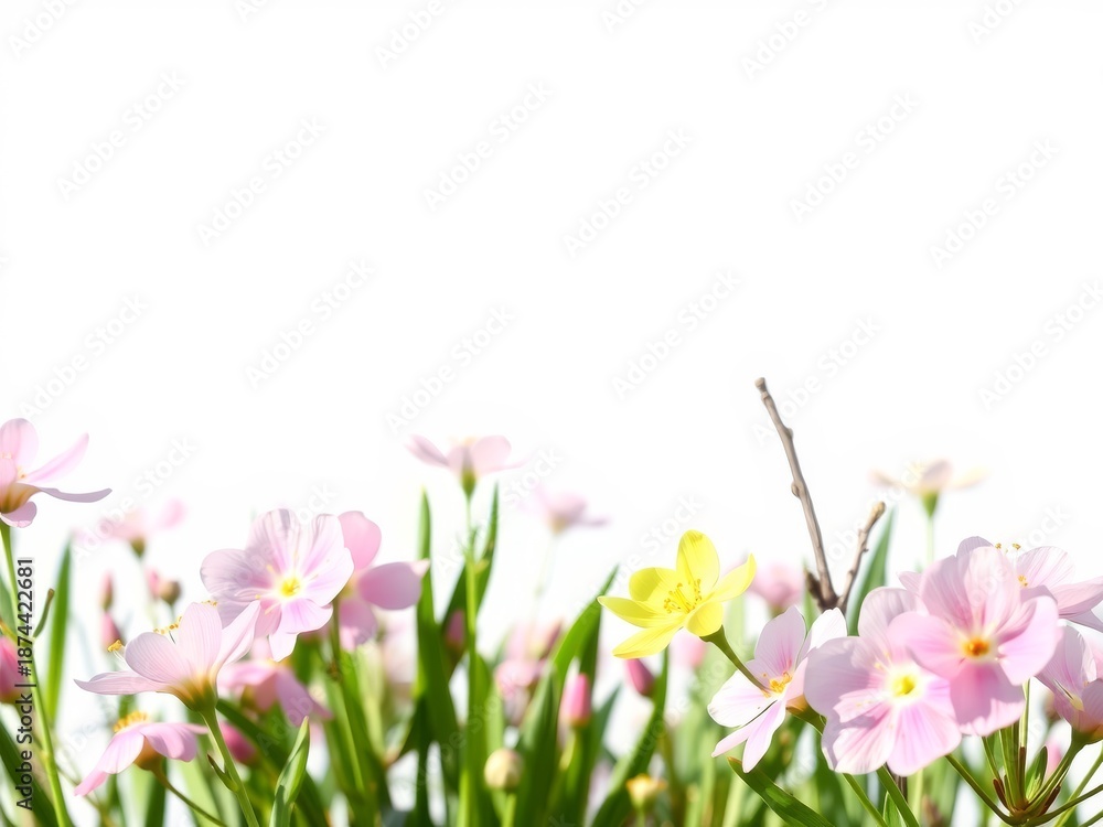 Fototapeta premium Delicate pink flowers in bloom spring background