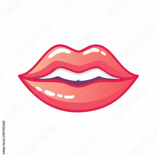 Kissing Lips: A close-up view of full, luscious lips, painted in a vibrant shade of red and glossed to perfection, expressing sensuality and charm.