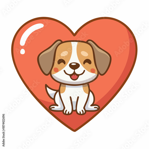 Love's Embrace: A cute puppy nestled securely within a heart, epitomizing the profound bond between humans and their canine companions. A warm embrace of love and affection.