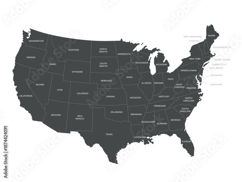 United States of America map outlining each state, originally from scalable vector graphics
