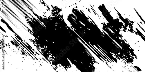 Vector brush sroke texture. Distressed uneven grunge background. Abstract distressed vector illustration. Overlay over any design to create interesting effect and depth. Black isolated on white. EPS10