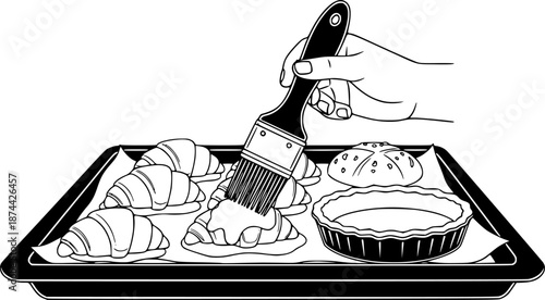 Pastry Brush Egg Wash Baking Flat Vector Illustration
