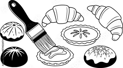 Pastry Brush Egg Wash Baking Flat Vector Illustration
