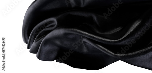 Canvastavla High-quality close-up of a flowing black fabric with elegant folds and textures