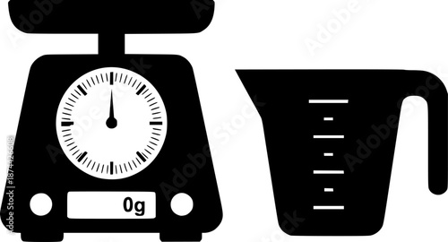 Kitchen Scale Measuring Cup Simple Flat Vector Icon
