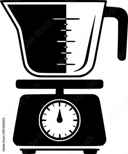 Kitchen Scale Measuring Cup Simple Flat Vector Icon
