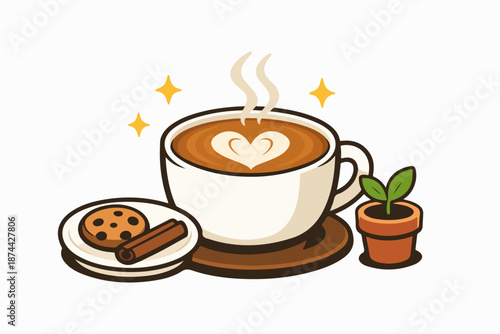  coffee quote with latte art cute vector illustration