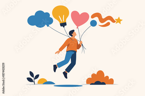 Man assembling heart and brain puzzle pieces, emotional healing and self care