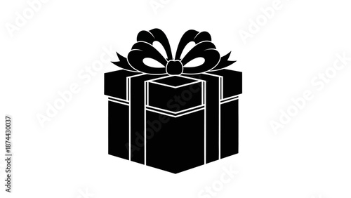 Elegant Black Gift Box with Ribbon and Bow.