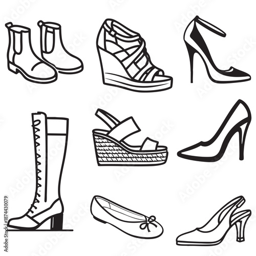 set of female shoes vector