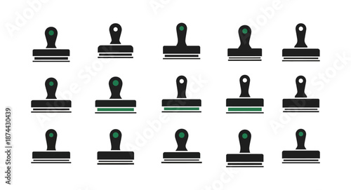 Collection of Spatulas and Trowels with Green Handles, Isolated on White Background