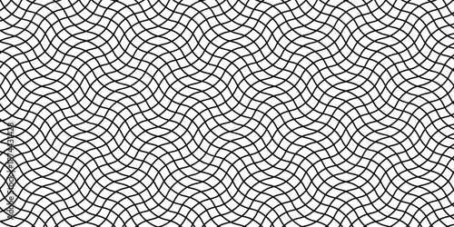 Wave seamless texture, black lines on white background. Vector illustration