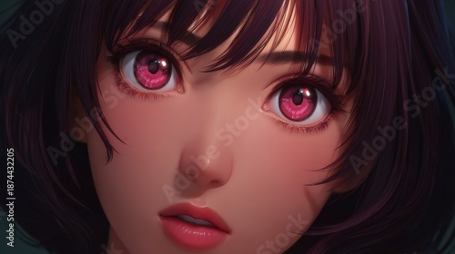 Wallpaper Mural A captivating portrait of a woman with striking pink eyes and a mysterious expression Torontodigital.ca