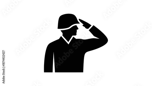 Soldier Saluting Icon Illustrates Military Respect and Service.