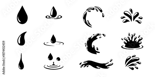 Water Drop set vector, Flat style Isolated on white background. Eps 10