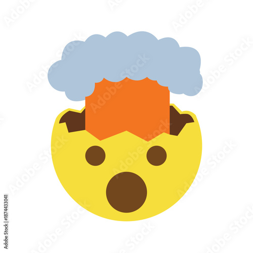 Exploding Head mind blown face emoji symbol sign icon vector illustration isolated flat funny mushroom cloud disbelief no way shock amazement