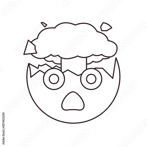 Exploding Head mind blown face emoji symbol sign icon vector illustration isolated flat funny mushroom cloud disbelief no way shock amazement