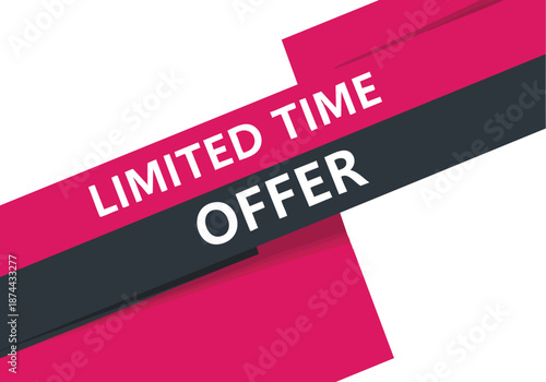 Dynamic limited time offer banner with bold text on a striking pink and grey background for promotional use